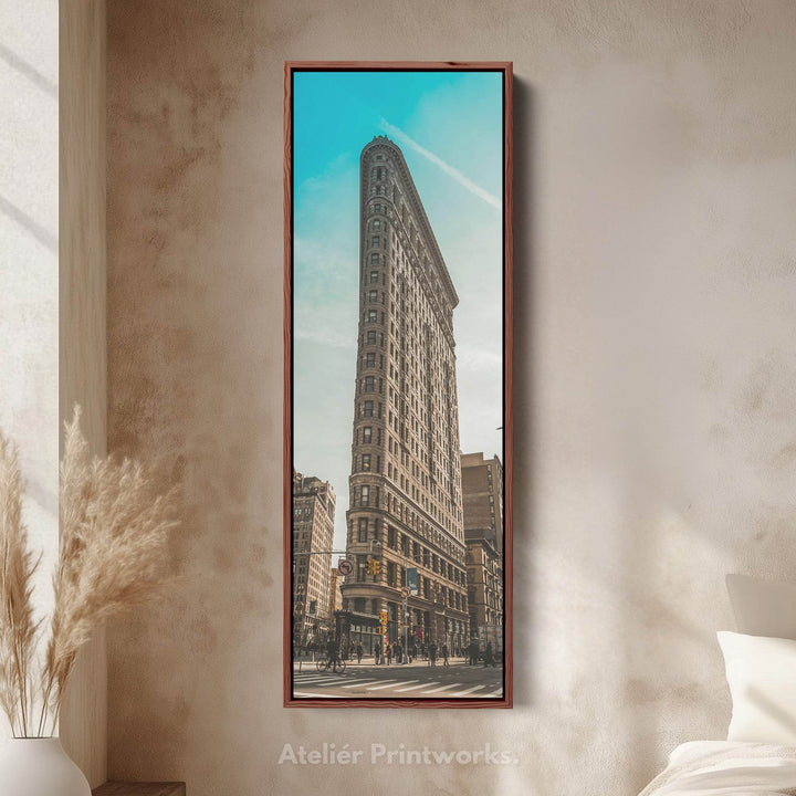 Large Framed Canvas Vertical Wall Art New York Flat Iron - Atelier Printworks
