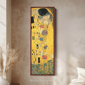 The Kiss Gustav Klimt Famous Art Vertical Long Wall Decor - Atelier Printworks