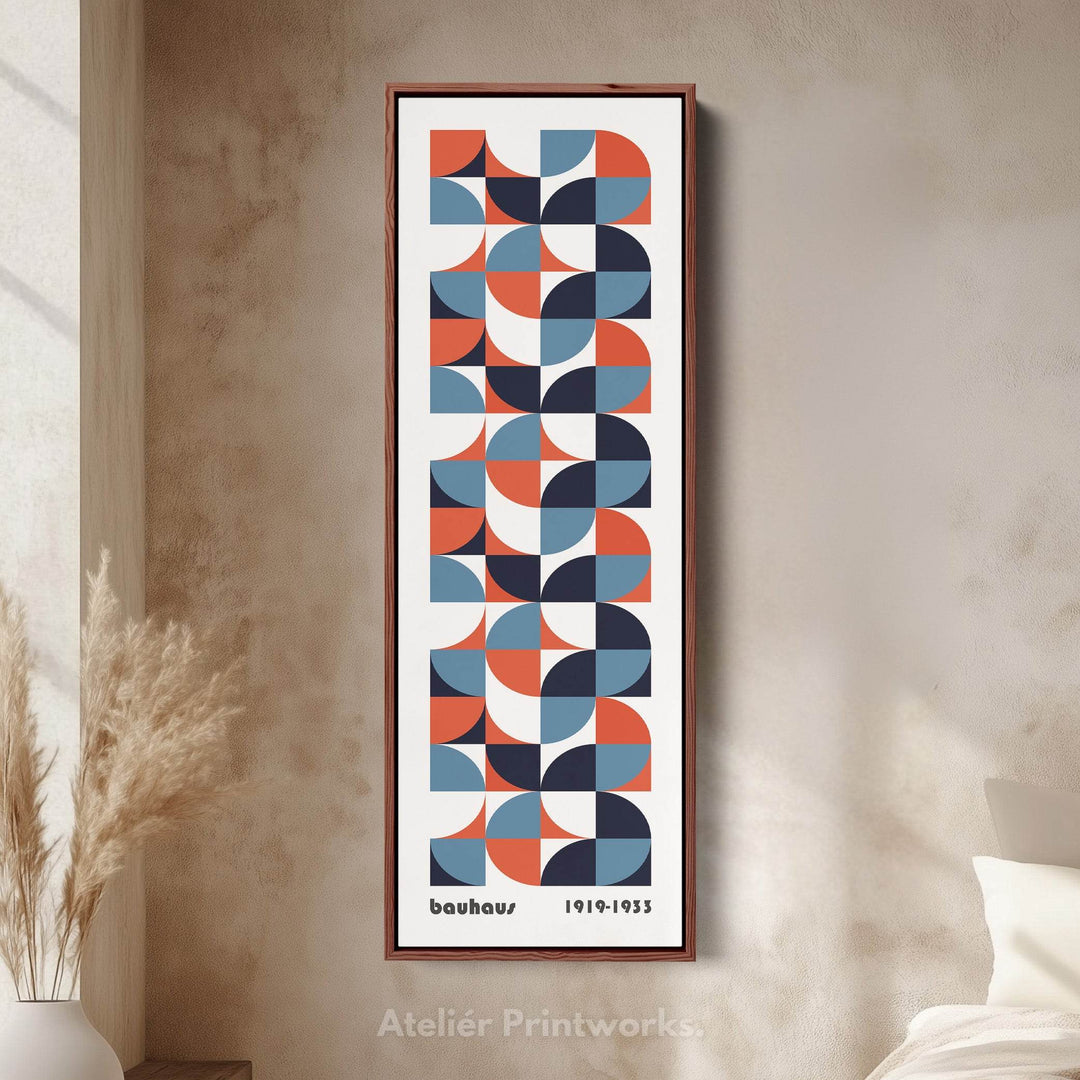White Large Framed Canvas Beige Bauhaus Wall Art - Atelier Printworks