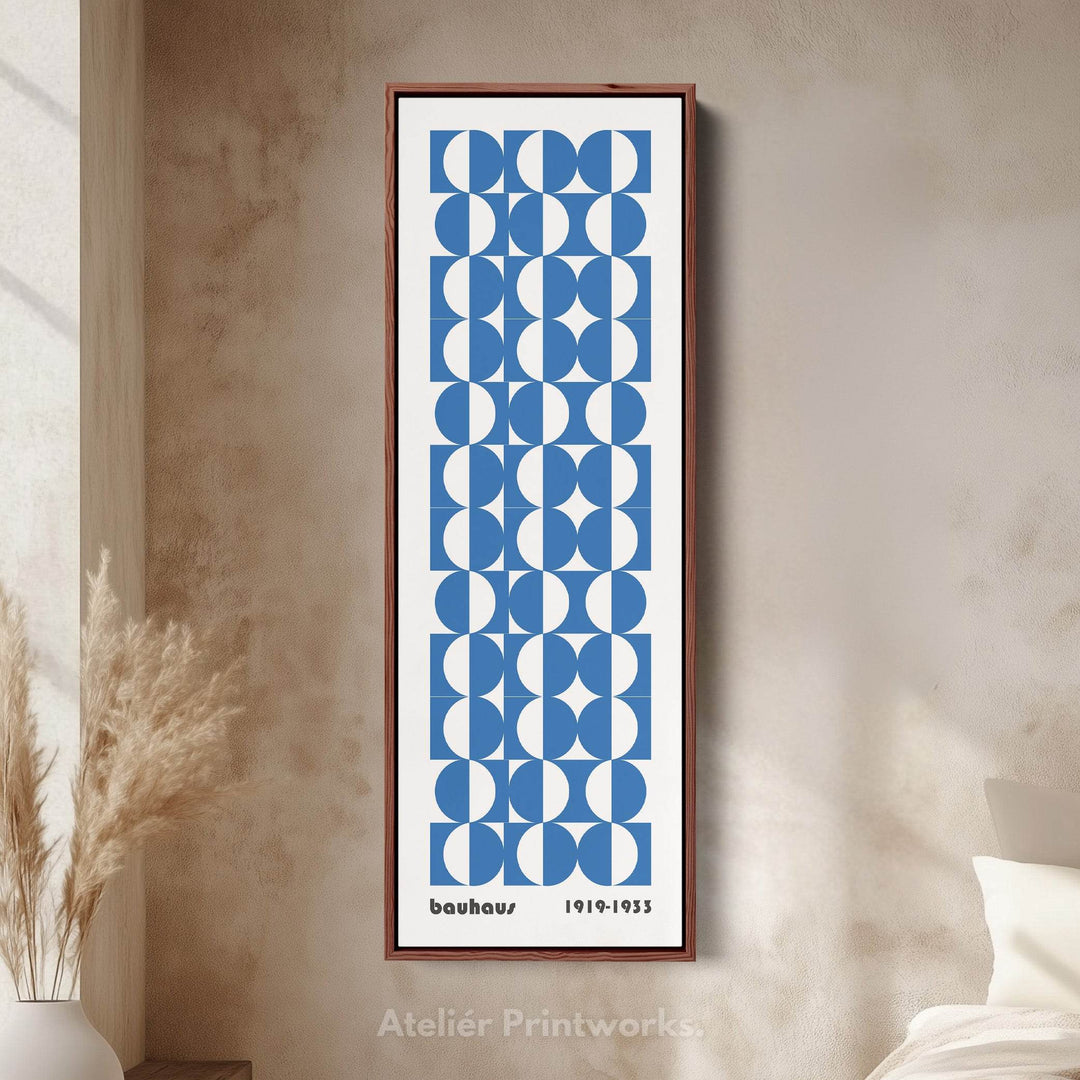 Vertical Blue & White Wall Art Bauhaus Mid Century - Atelier Printworks