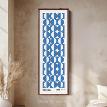 Vertical Blue & White Wall Art Bauhaus Mid Century - Atelier Printworks