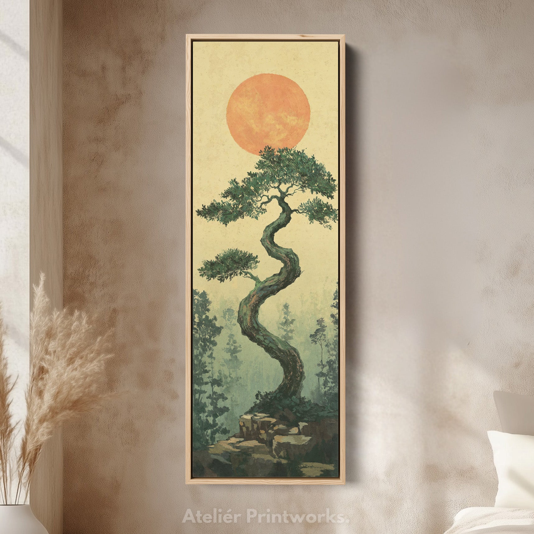 Vertikale Wandkunst Bonsai Baum – Atelier Printworks