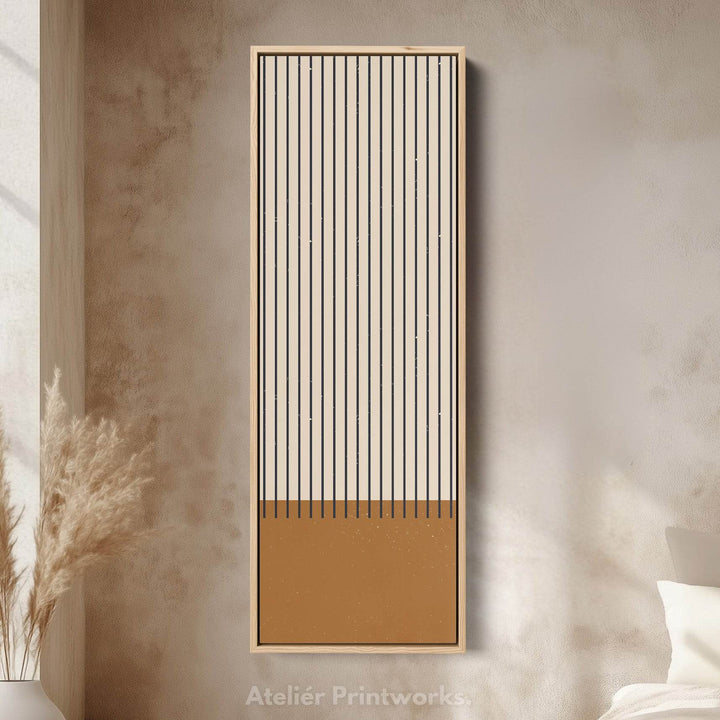 Minimalist Sun and Stripes Narrow Vertical Canvas Wall Art for Entryway or Bedroom - Atelier Printworks