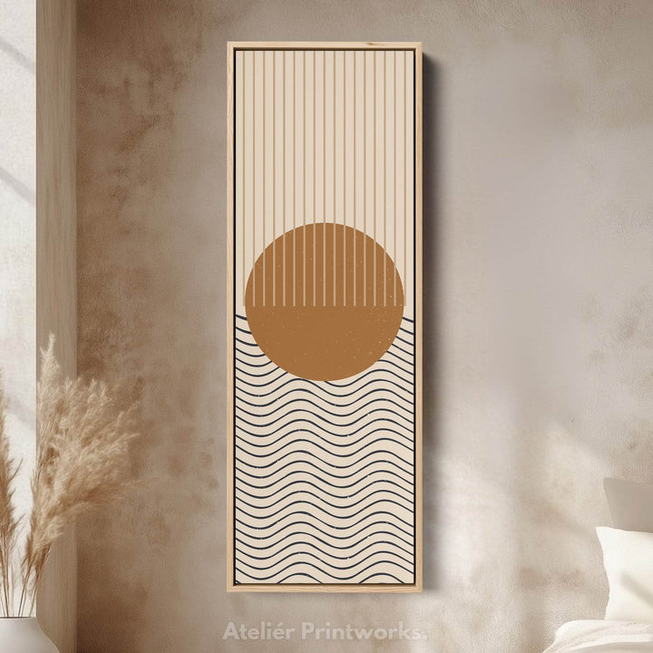 Sunrise Over Waves Minimalist Vertical Wall Canvas for Bedroom or Meditation Space - Atelier Printworks