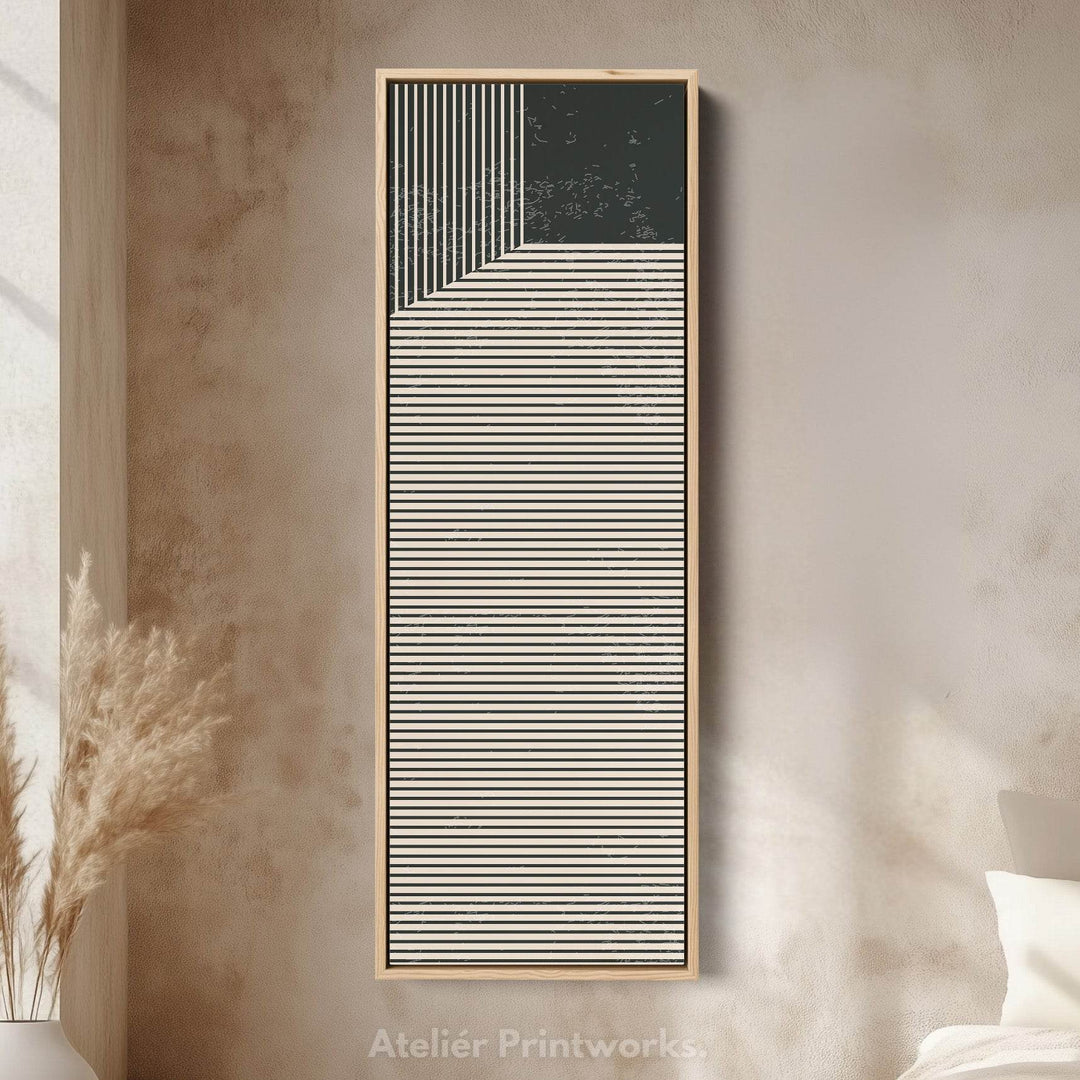 Abstract Striped Corner Vertical Framed Canvas Wall Art for Bedroom or Office - Atelier Printworks