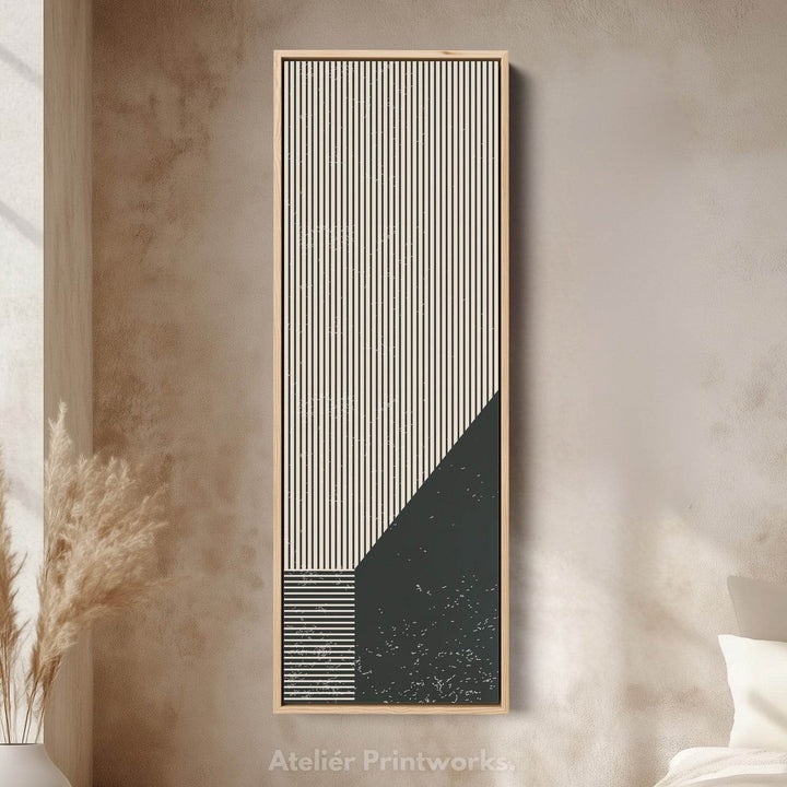Bold Stripe Angles Vertical Framed Canvas Wall Art for Living Room or Hallway - Atelier Printworks