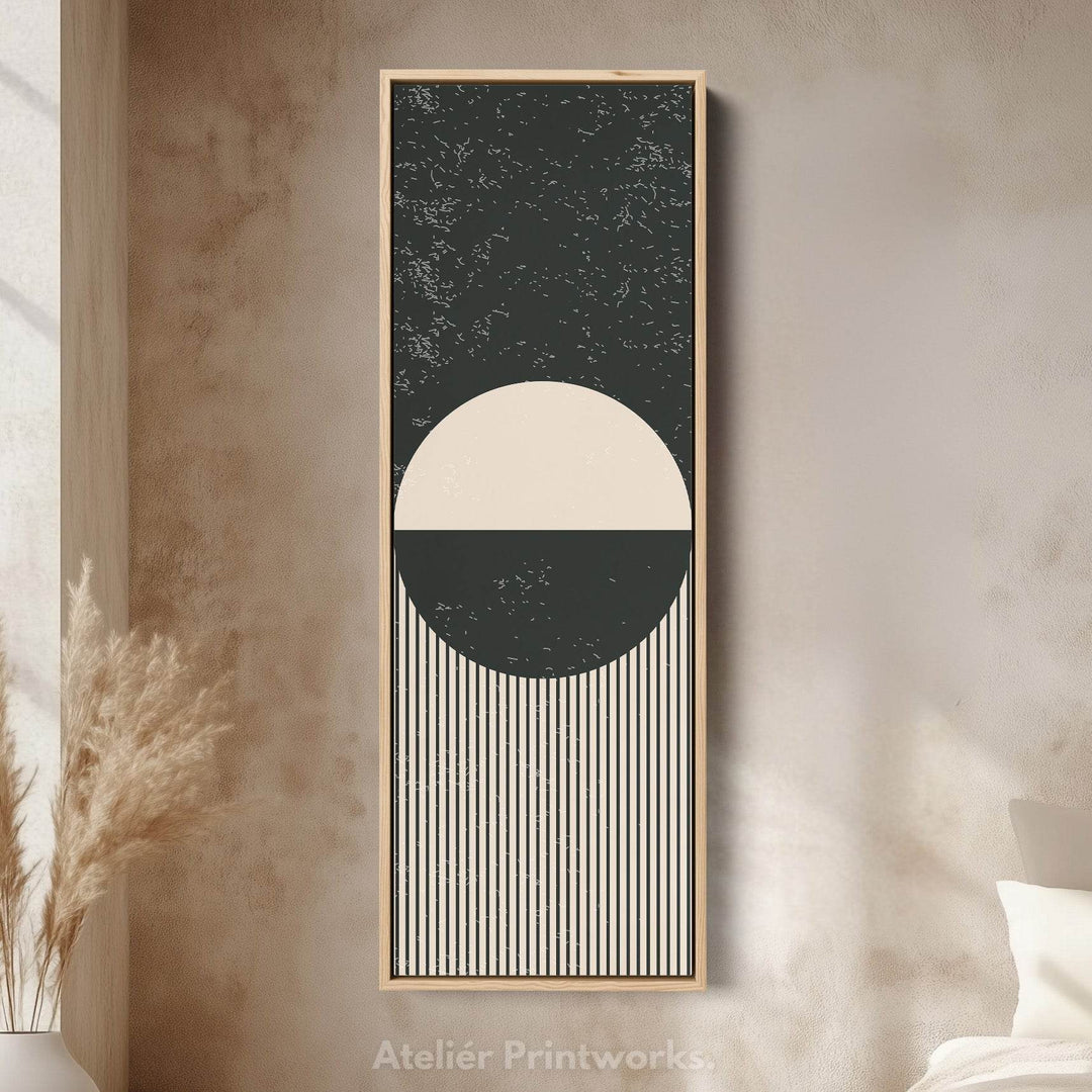 Minimalist Circle Stripes Vertical Framed Canvas Wall Art for Office or Bedroom - Atelier Printworks