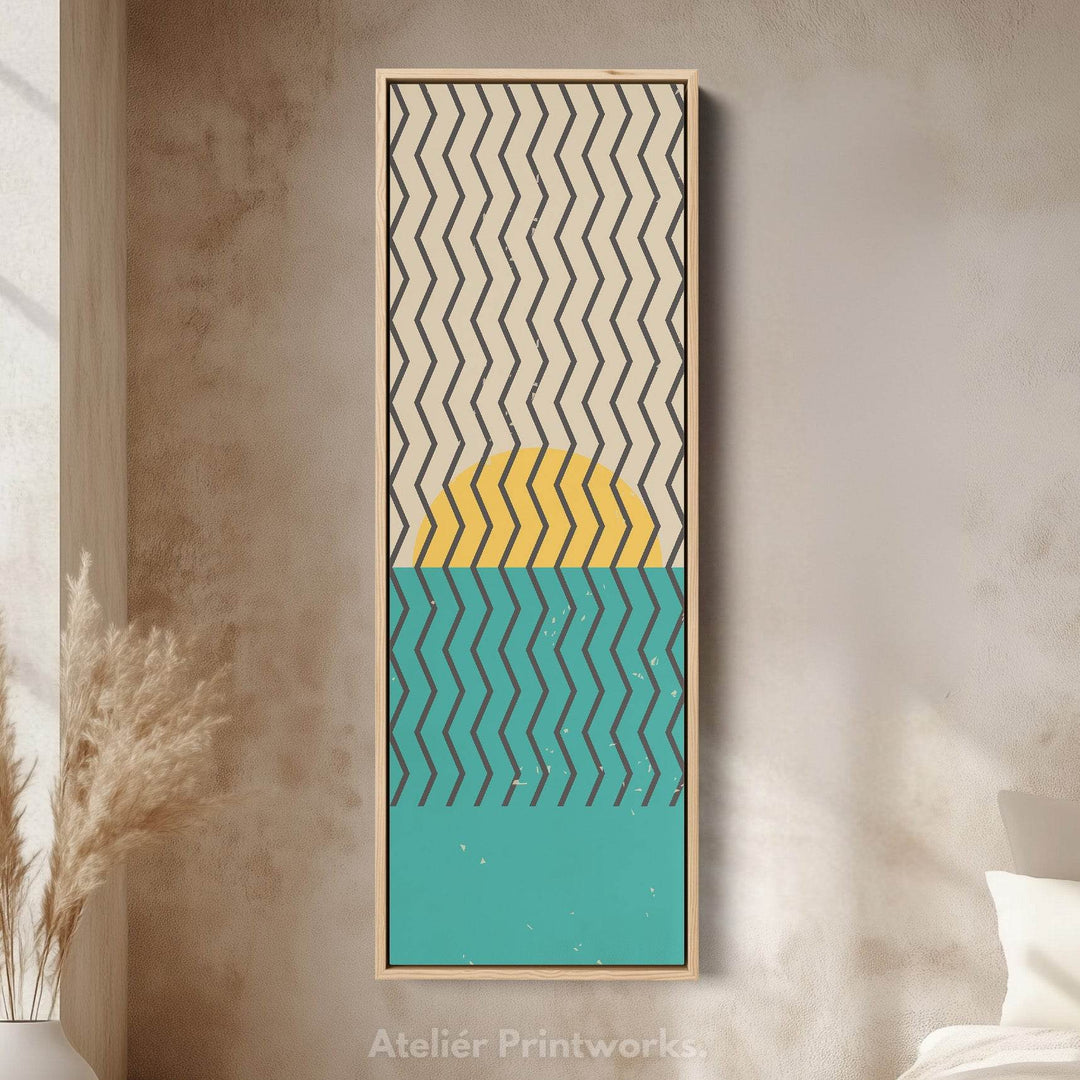 Minimalist Circle Geometry Vertical Framed Canvas Wall Art for Bedroom or Studio - Atelier Printworks
