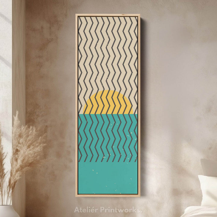 Minimalist Circle Geometry Vertical Framed Canvas Wall Art for Bedroom or Studio - Atelier Printworks