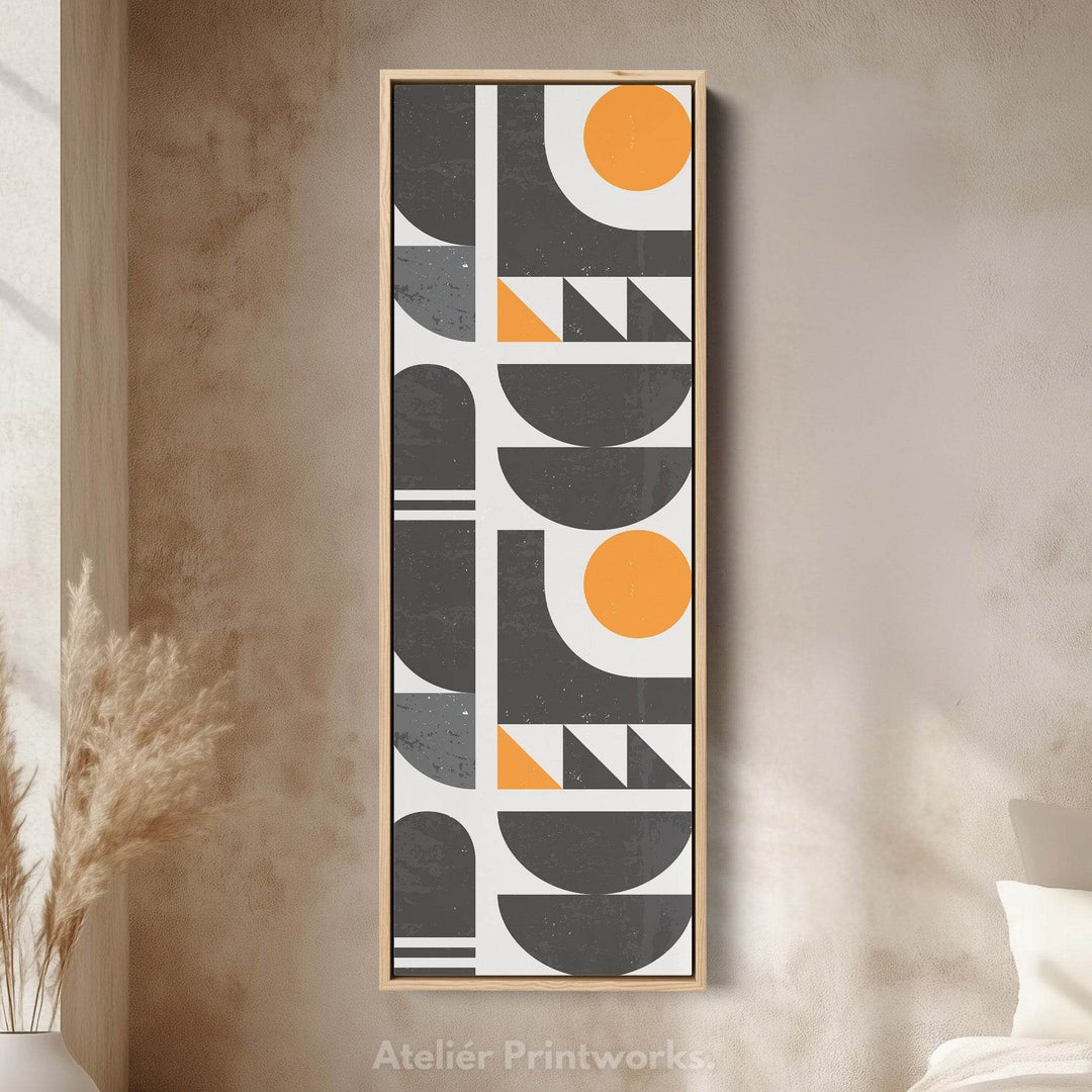 Modern Geometric Sun Vertical Framed Canvas Wall Art for Office or Studio - Atelier Printworks