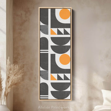 Modern Geometric Sun Vertical Framed Canvas Wall Art for Office or Studio - Atelier Printworks