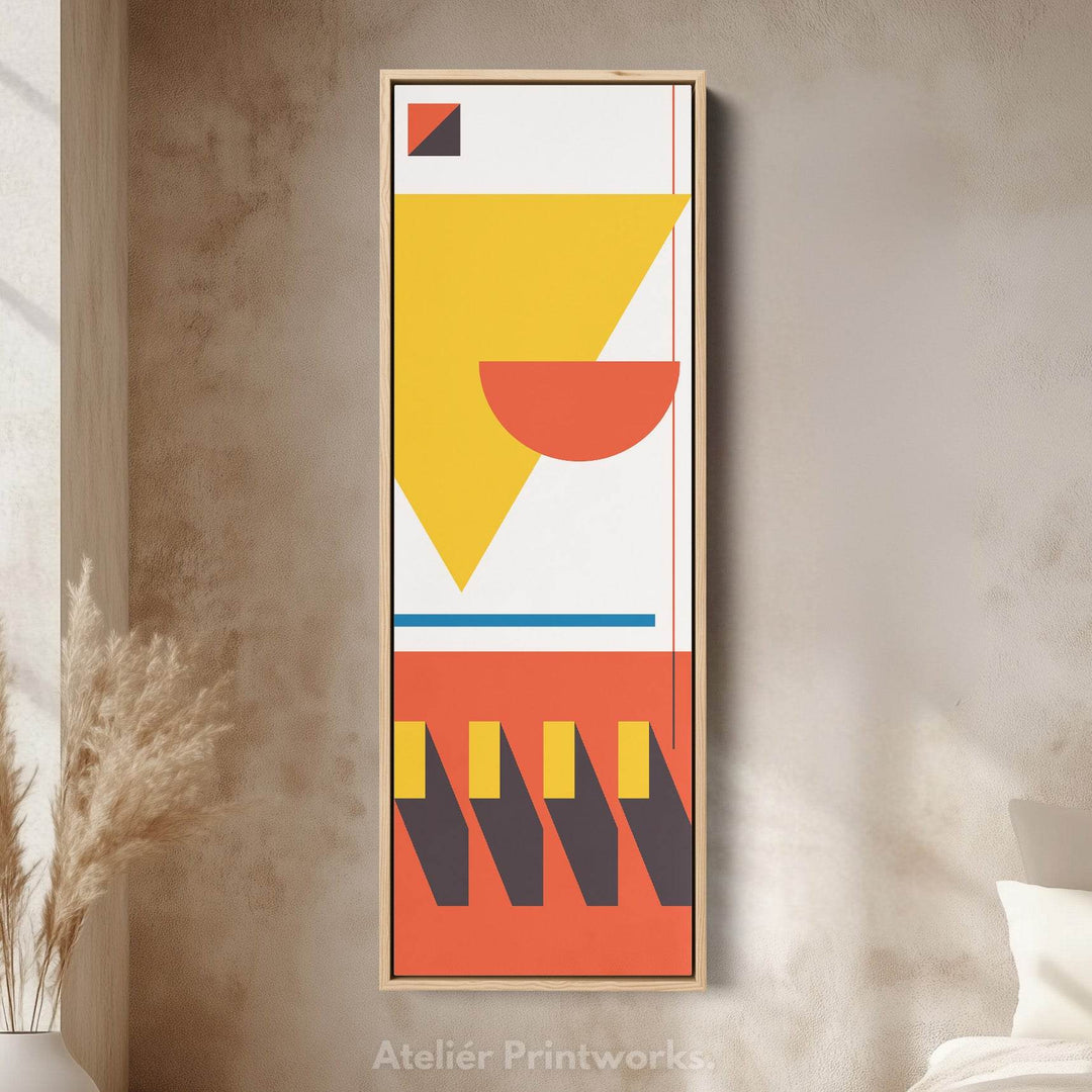 Bauhaus Inspired Vertical Framed Canvas Wall Art for Living Room or Bedroom - Atelier Printworks