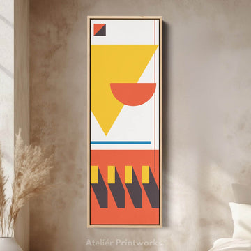 Bauhaus Inspired Vertical Framed Canvas Wall Art for Living Room or Bedroom - Atelier Printworks