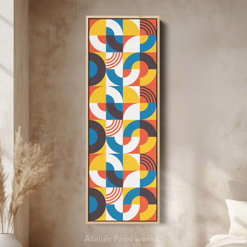 Retro Colorful Pattern Vertical Framed Canvas Wall Art for Living Room or Bedroom - Atelier Printworks