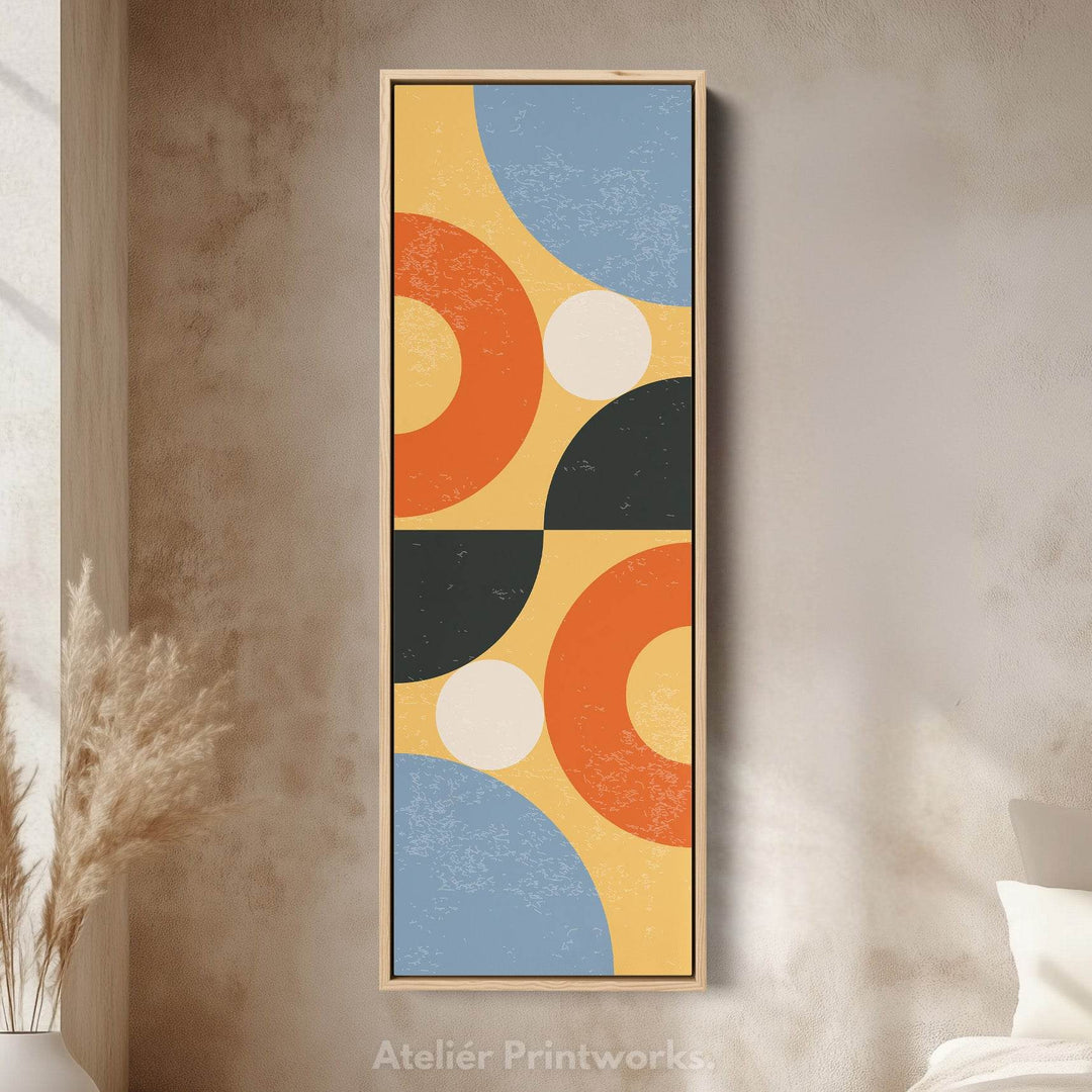 Abstract Curves Vertical Framed Canvas Wall Art for Living Room or Office - Atelier Printworks