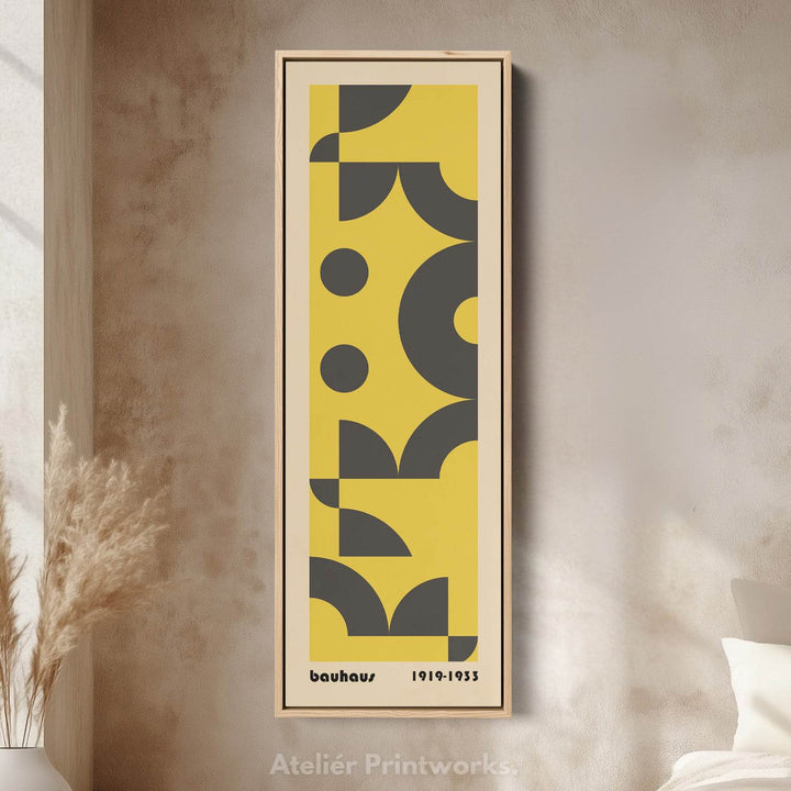 Blue and Beige Bauhaus Vertical Framed Canvas Wall Art for Bedroom or Office - Atelier Printworks