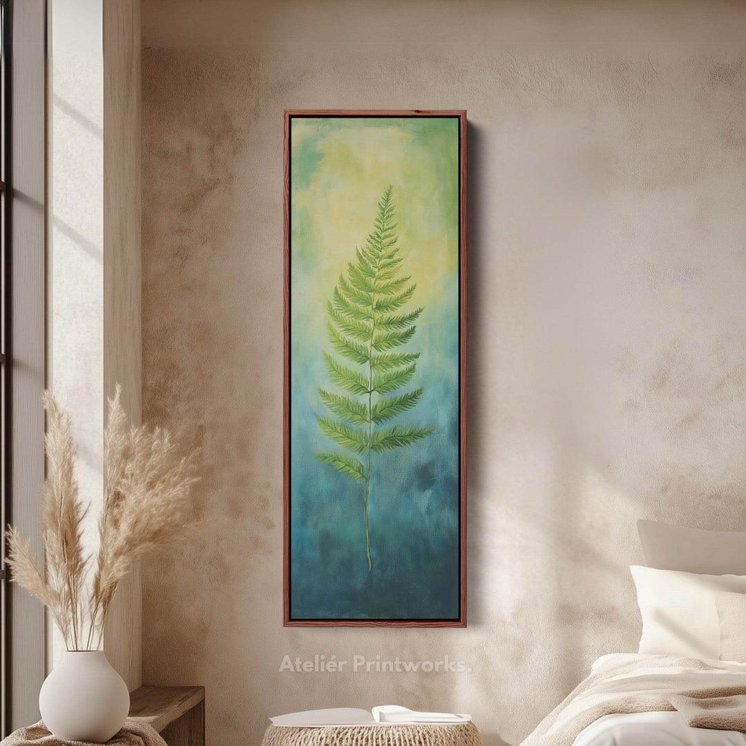 Fern Long Narrow Framed Canvas Wall Art For Living Room - Atelier Printworks
