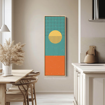 Retro Waves Sun Vertical Framed Canvas Wall Art for Living Room or Office - Atelier Printworks
