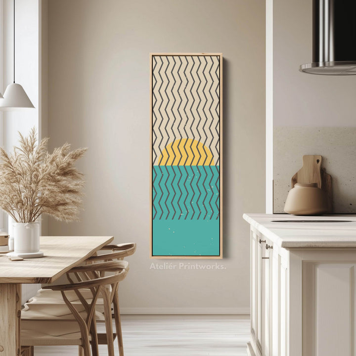 Minimalist Circle Geometry Vertical Framed Canvas Wall Art for Bedroom or Studio - Atelier Printworks