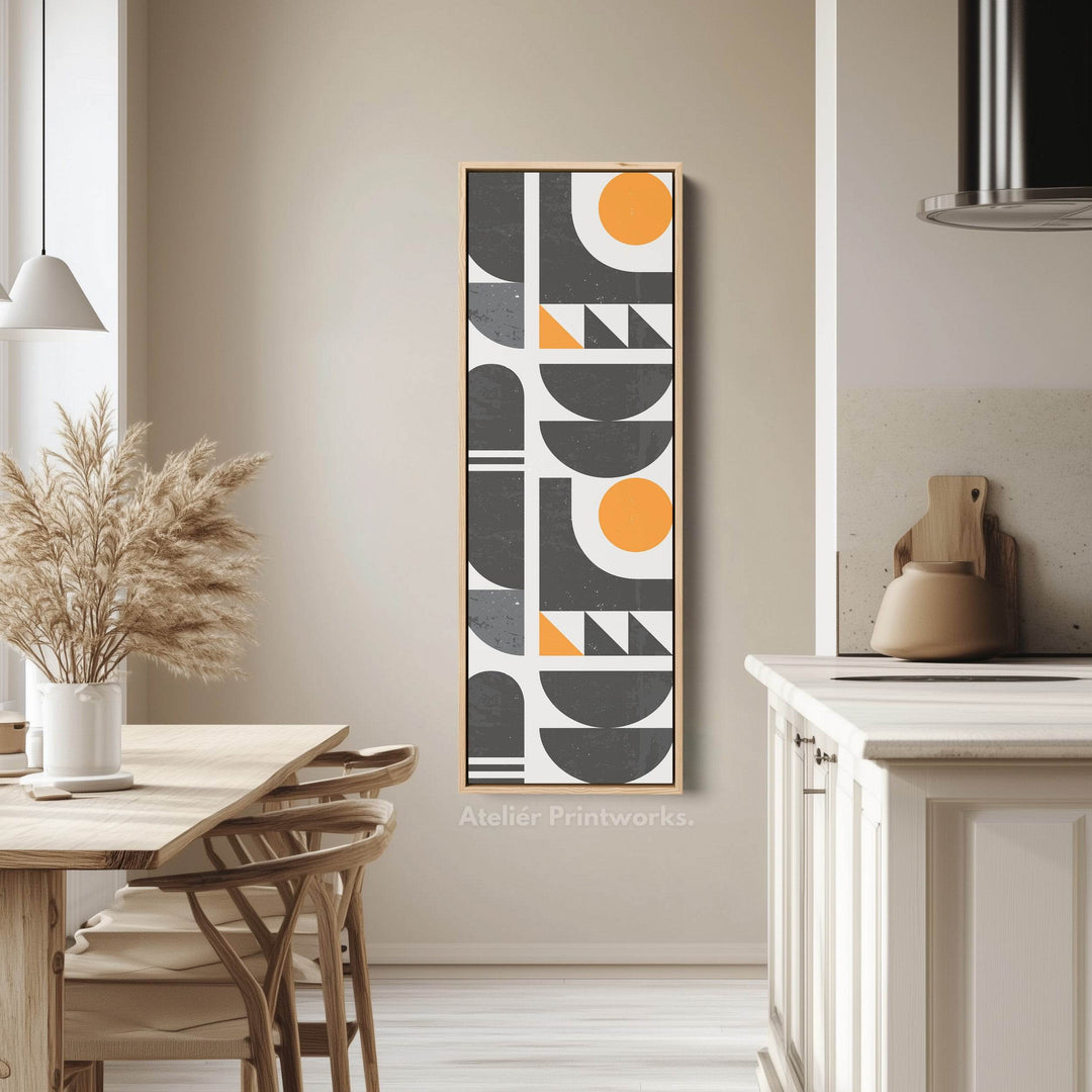 Modern Geometric Sun Vertical Framed Canvas Wall Art for Office or Studio - Atelier Printworks
