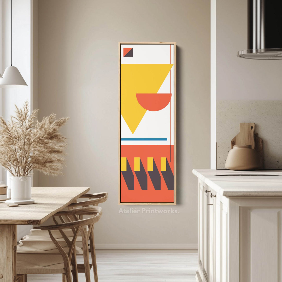 Bauhaus Inspired Vertical Framed Canvas Wall Art for Living Room or Bedroom - Atelier Printworks