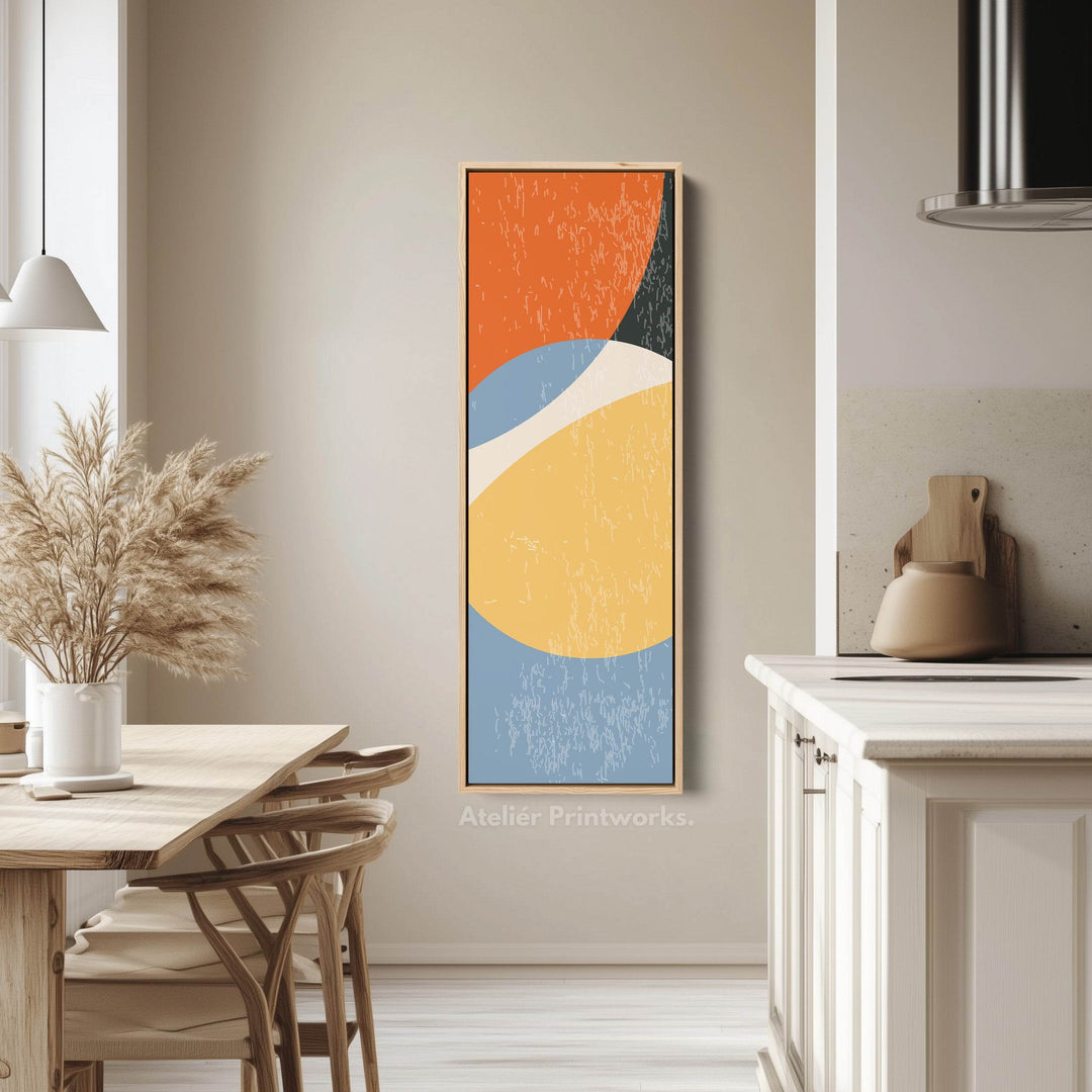 Modern Retro Curves Vertical Framed Canvas Wall Art for Living Room or Studio - Atelier Printworks