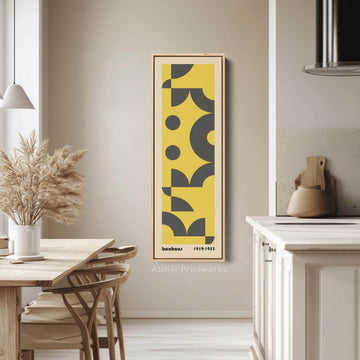 Blue and Beige Bauhaus Vertical Framed Canvas Wall Art for Bedroom or Office - Atelier Printworks
