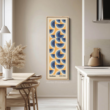 Colorful Retro Bauhaus Curves Vertical Framed Canvas Wall Art for Living Room or Hallway - Atelier Printworks