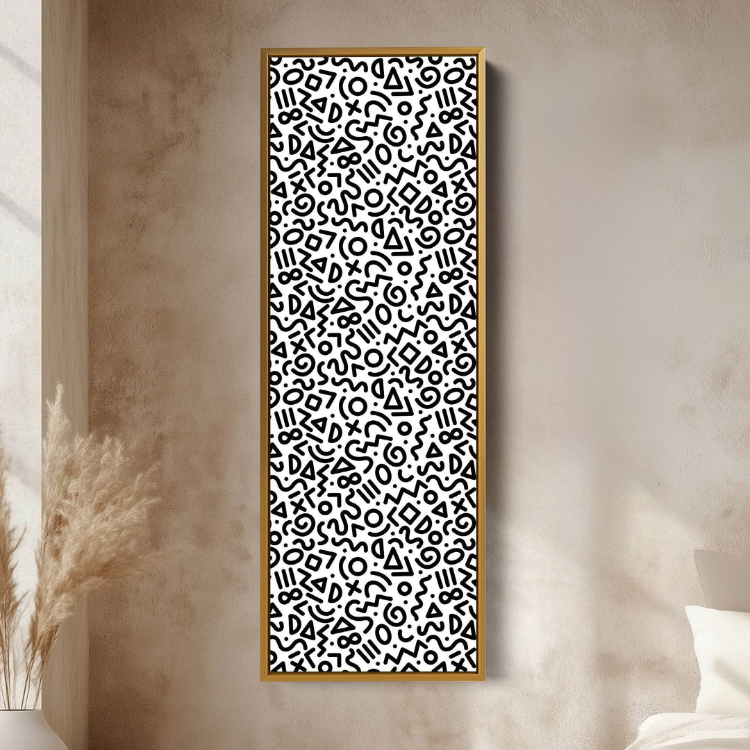Memphis Retro Geometric Vertical Framed Canvas Wall Art for Bedroom or Living Room - Atelier Printworks