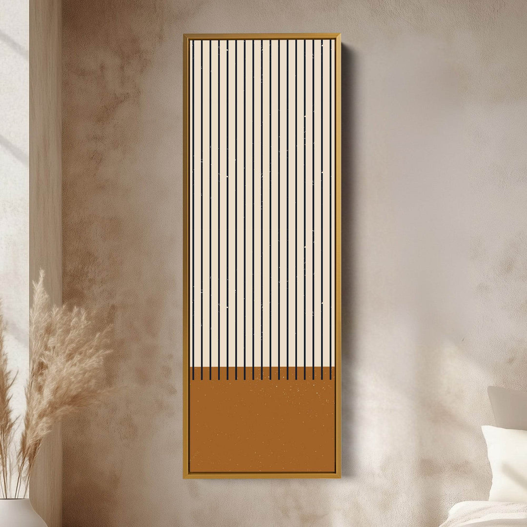 Minimalist Sun and Stripes Narrow Vertical Canvas Wall Art for Entryway or Bedroom - Atelier Printworks