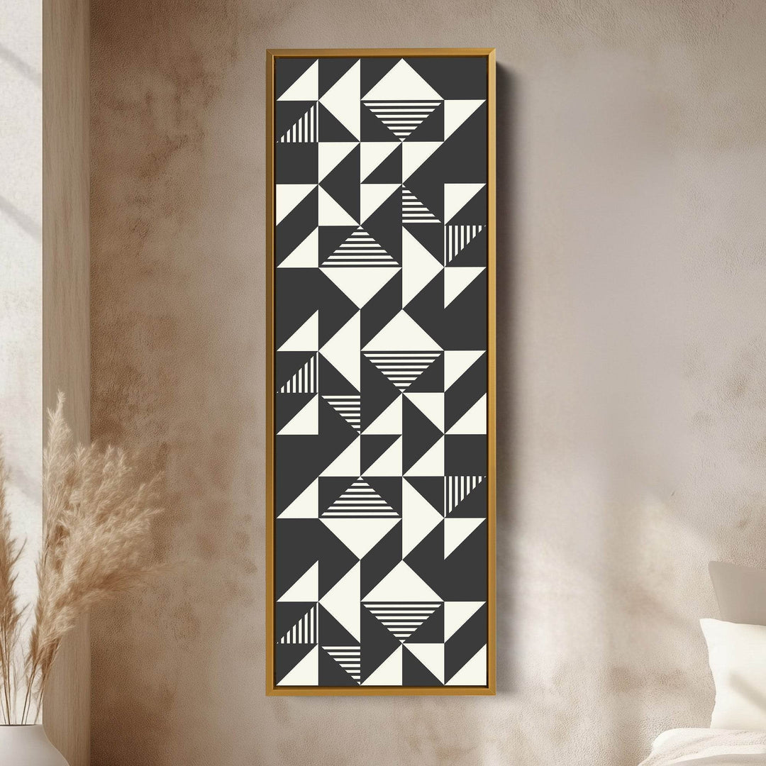 Abstract Triangles Tall Vertical Canvas Wall Art for Bedroom or Office Space - Atelier Printworks