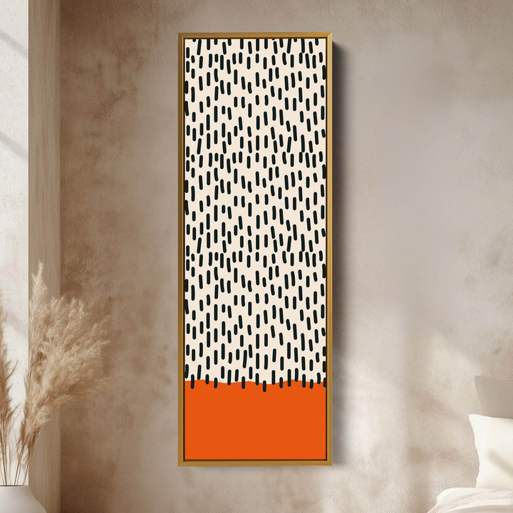 Retro Curved Lines Mustard Vertical Framed Canvas Wall Art for Living Room or Hallway - Atelier Printworks