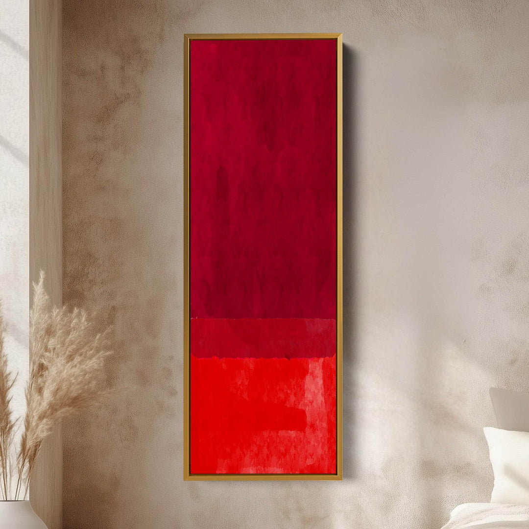 Deep Red Abstract Vertical Framed Canvas Wall Art for Bedroom or Study - Atelier Printworks