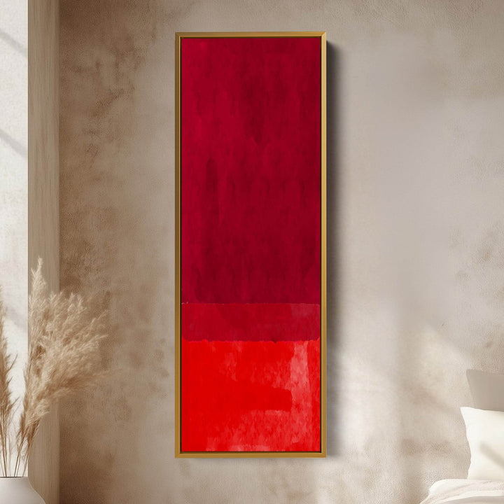 Deep Red Abstract Vertical Framed Canvas Wall Art for Bedroom or Study - Atelier Printworks