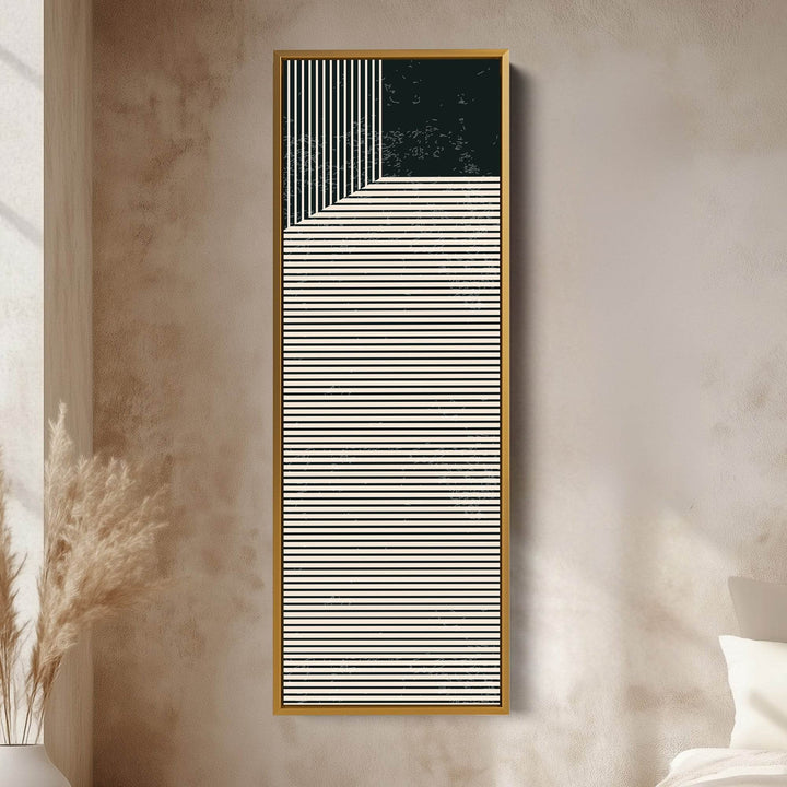 Abstract Striped Corner Vertical Framed Canvas Wall Art for Bedroom or Office - Atelier Printworks