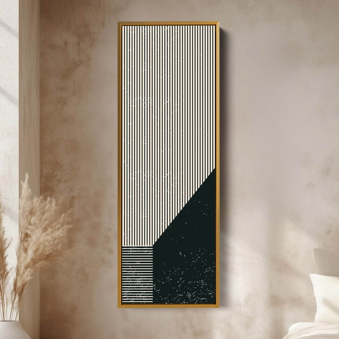 Bold Stripe Angles Vertical Framed Canvas Wall Art for Living Room or Hallway - Atelier Printworks