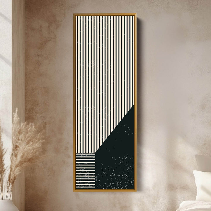 Bold Stripe Angles Vertical Framed Canvas Wall Art for Living Room or Hallway - Atelier Printworks