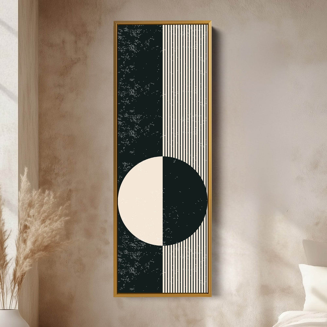 Chevron Sun Abstract Vertical Framed Canvas Wall Art for Hallway or Bedroom - Atelier Printworks