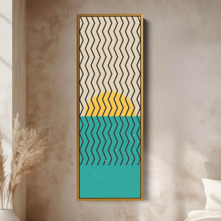 Minimalist Circle Geometry Vertical Framed Canvas Wall Art for Bedroom or Studio - Atelier Printworks
