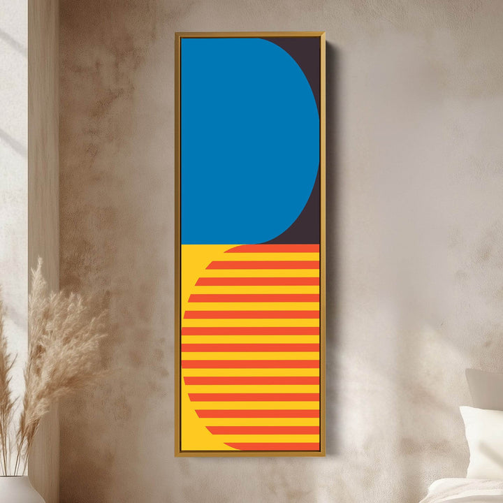 Minimalist Sun Stripes Vertical Framed Canvas Wall Art for Bedroom or Hallway - Atelier Printworks