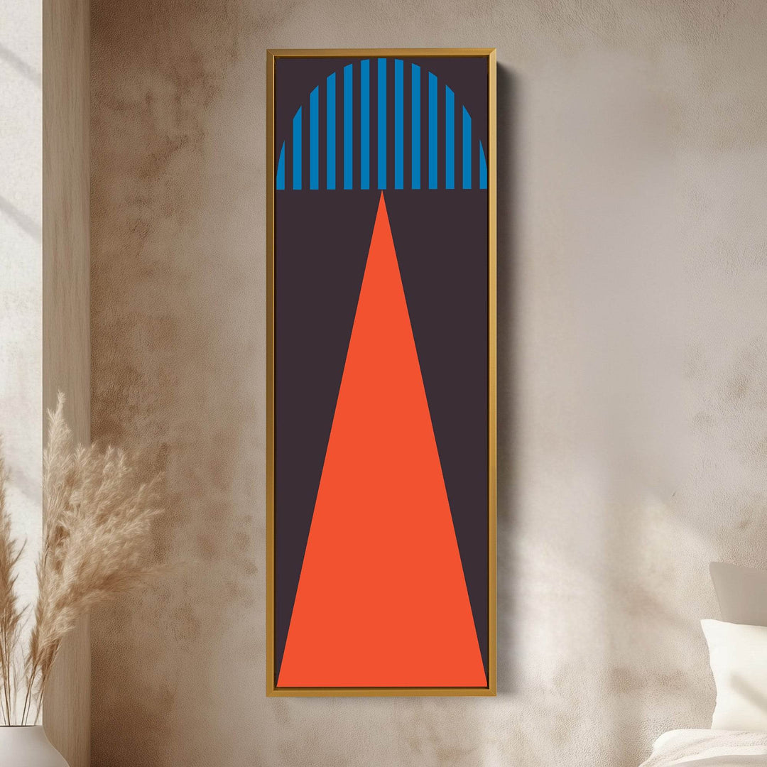 Bold Triangle and Stripes Vertical Framed Canvas Wall Art for Office or Hallway - Atelier Printworks