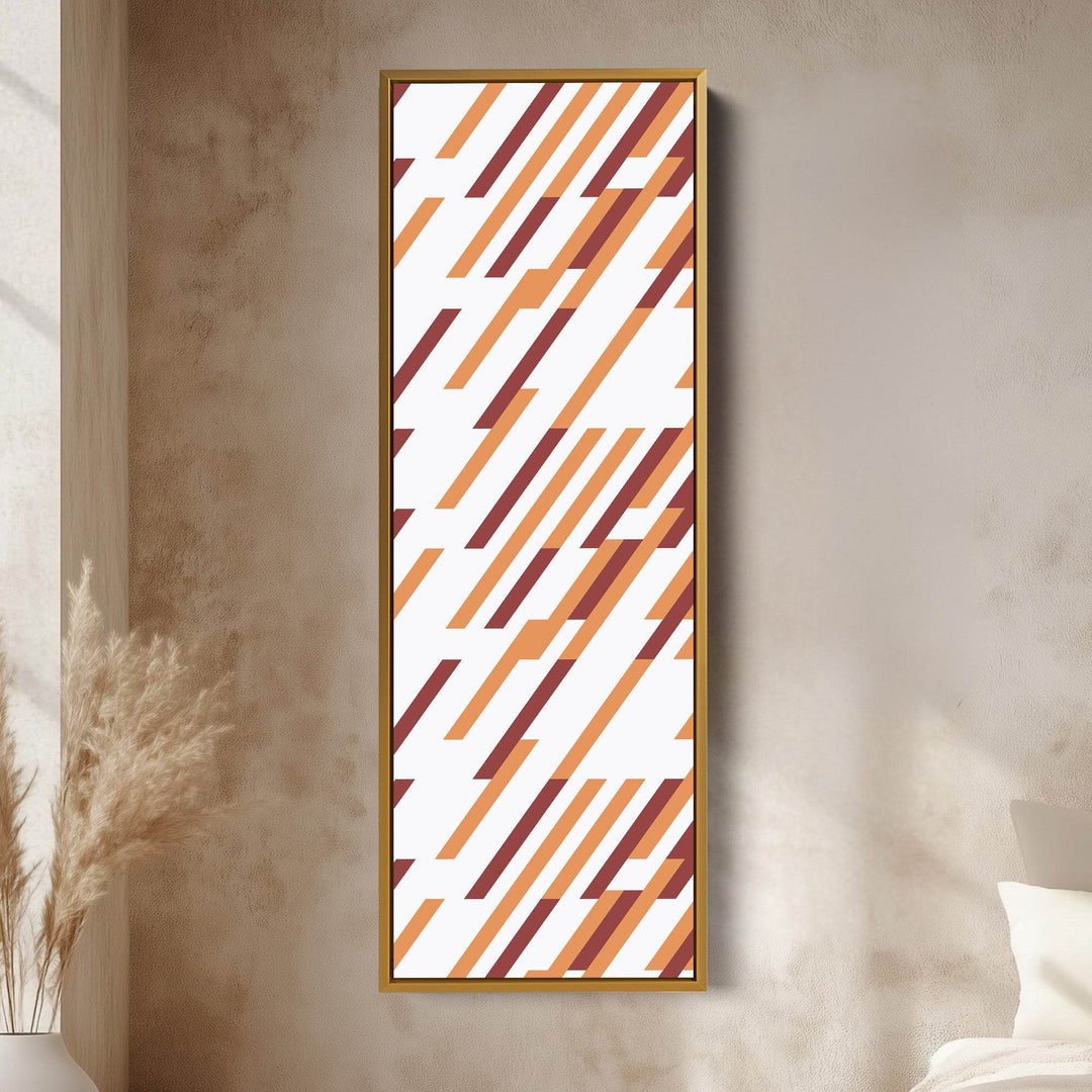 Earth Tone Stripes Vertical Framed Canvas Wall Art for Living Room or Office - Atelier Printworks