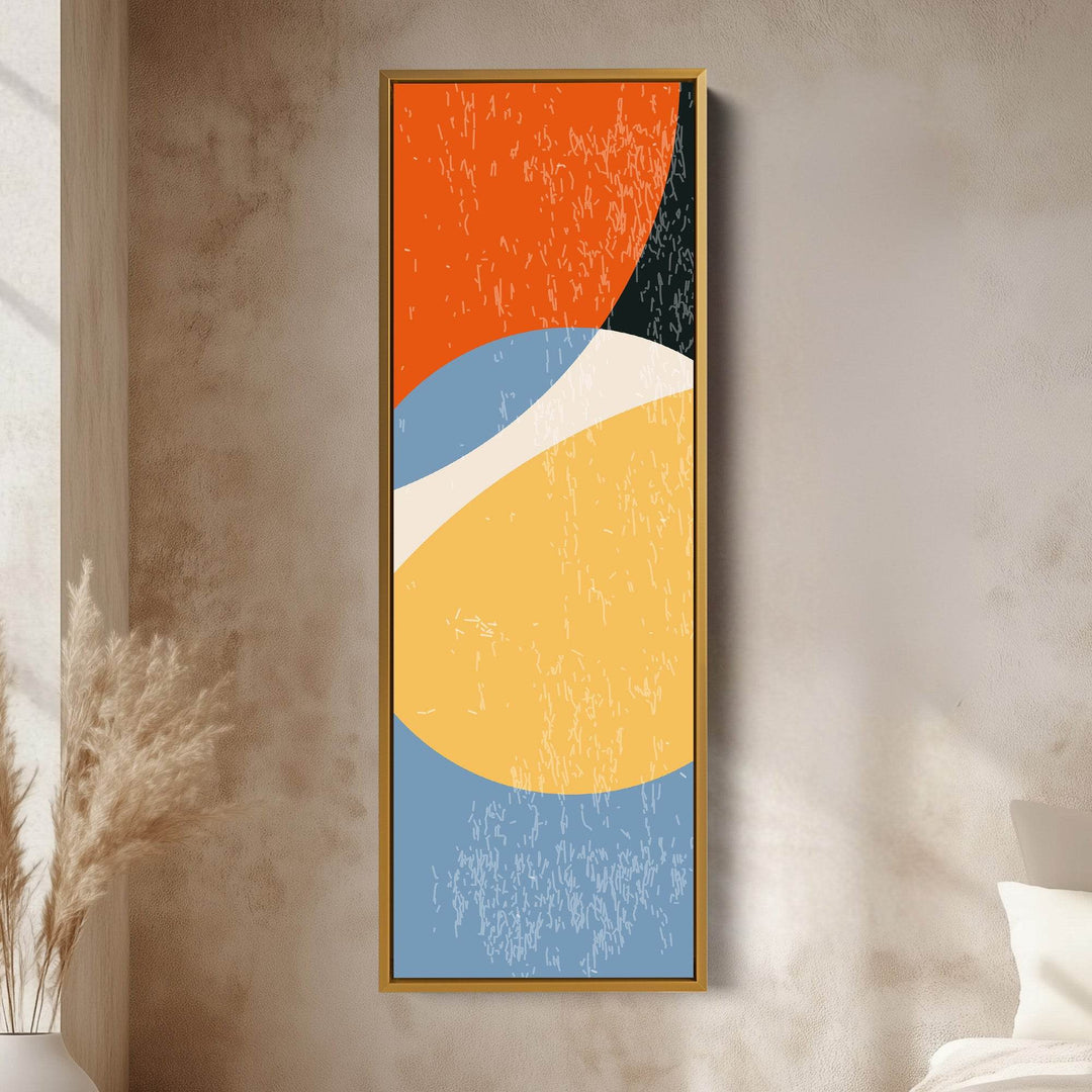 Modern Retro Curves Vertical Framed Canvas Wall Art for Living Room or Studio - Atelier Printworks