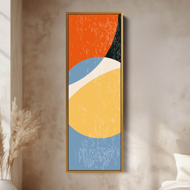 Modern Retro Curves Vertical Framed Canvas Wall Art for Living Room or Studio - Atelier Printworks