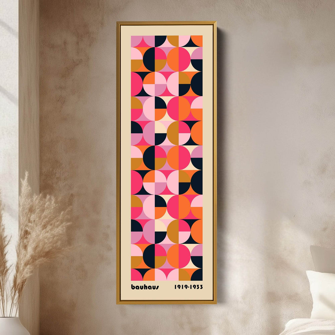 Minimalist Bauhaus Half Circles Vertical Framed Canvas Wall Art for Bedroom or Office - Atelier Printworks