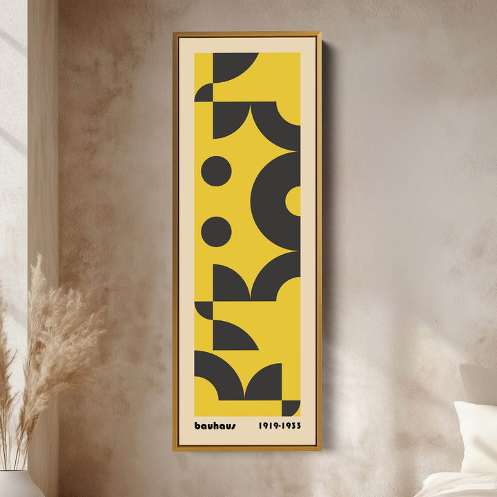 Blue and Beige Bauhaus Vertical Framed Canvas Wall Art for Bedroom or Office - Atelier Printworks