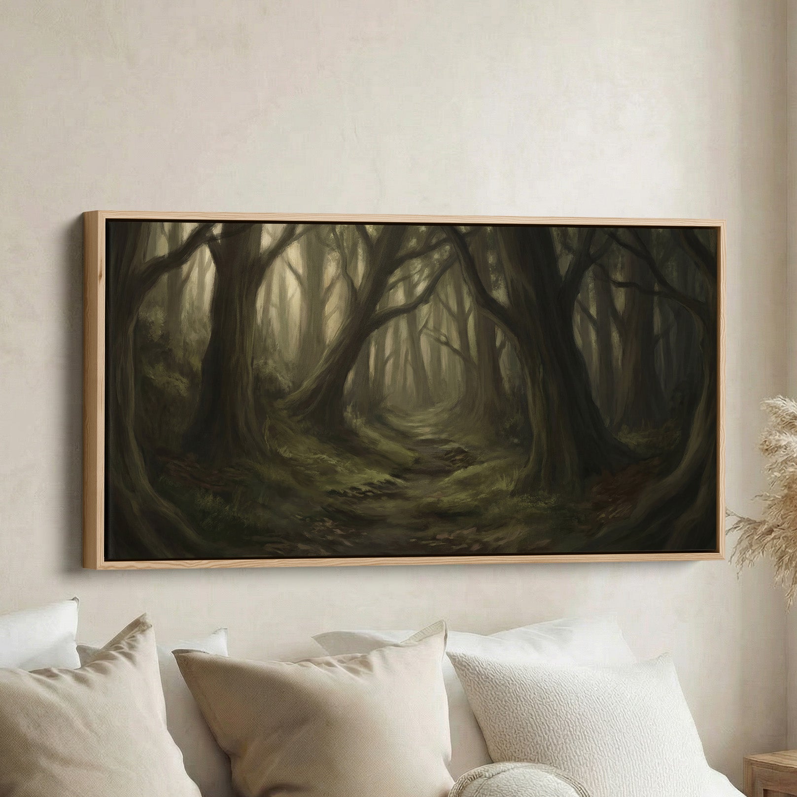 Nebliger Waldweg – horizontale Wandkunst als stilvolles Statement-Wanddekor – Atelier Printworks