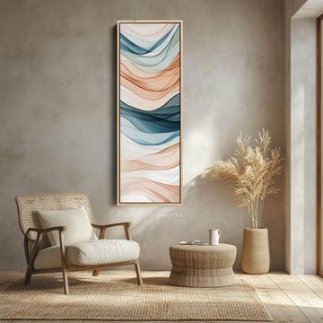 Long Narrow Vertical Wall Art Neutral Wave - Atelier Printworks