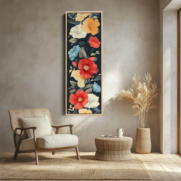 Red & Yellow Floral Long Vertical Wall Decor - Atelier Printworks