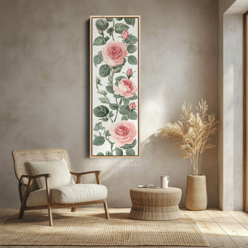 Vintage Pink Floral Tall Skinny Wall Art - Atelier Printworks